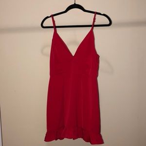 Revolve Striking Red Ruffle Dress